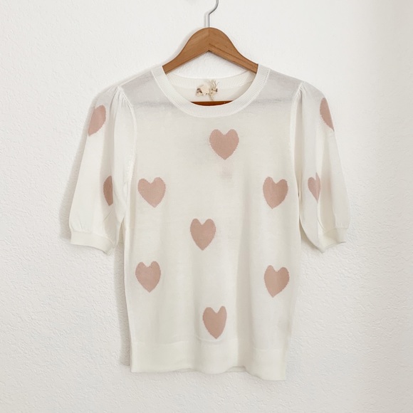 Heart Short Sleeve Sweater - Picture 10 of 11